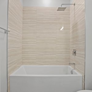 Model unit empty bathroom